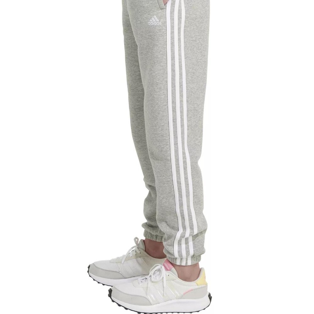 NWT adidas Girls' Elastic Waistband 3-Stripe Cotton Fleece Joggers - Picture 6 of 8